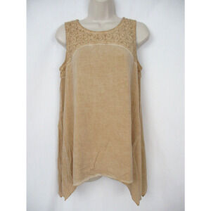 Soft Surroundings Kyela Tank Top Medium Womens Embroidered Shark Bite Boho